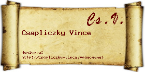 Csapliczky Vince névjegykártya